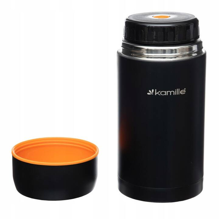 Termos obiadowy 1000 ml ze stali nierdzewnej Kamille czarny/pomarańczowy