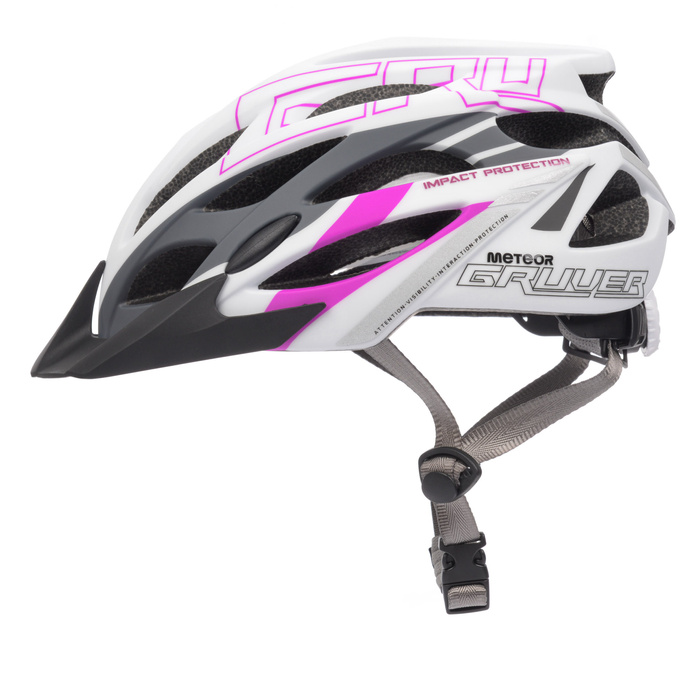 Kask rowerowy Meteor Gruver S 52-56 cm biały/szary/różowy