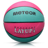 PIŁKA KOSZOWA METEOR LAYUP #4 różowa/niebieska