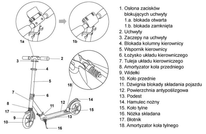Hulajnoga Meteor City Titan czarna