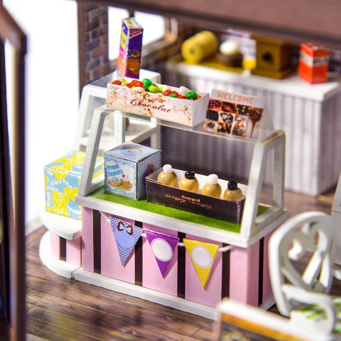 LITTLE STORY Składany Drewniany Domek Model Puzzle 3D Corner Coffe House