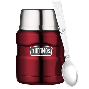 Termos na jedzenie z składaną łyżką i kubkiem THERMOS - czerwony