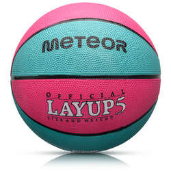 PIŁKA KOSZOWA METEOR LAYUP #5 różowa/niebieska