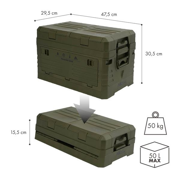 NCB4003 SKŁADANA SKRZYNIA KEMPINGOWA Z POKRYWĄ ZIELONA NILS CAMP