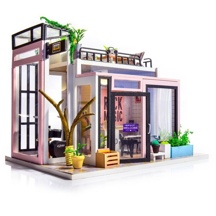 LITTLE STORY Składany Drewniany Model Puzzle 3D DIY Music Shop