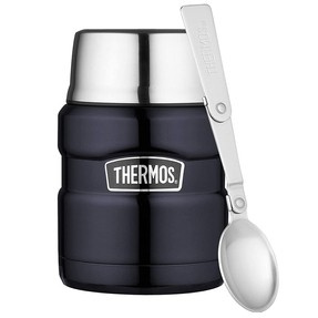 Termos na jedzenie z składaną łyżką i kubkiem THERMOS - ciemnoniebieski