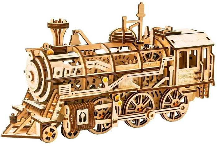 ROBOTIME Drewniany Model Puzzle 3D Lokomotywa