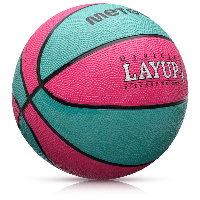 PIŁKA KOSZOWA METEOR LAYUP #4 różowa/niebieska