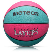 PIŁKA KOSZOWA METEOR LAYUP #5 różowa/niebieska
