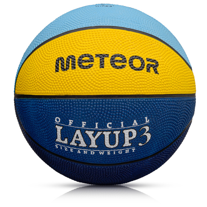 PIŁKA KOSZOWA METEOR LAYUP #3 niebieska/żółta/zielona