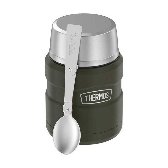 Termos na jedzenie z składaną łyżką i kubkiem THERMOS – zieleń wojskowa