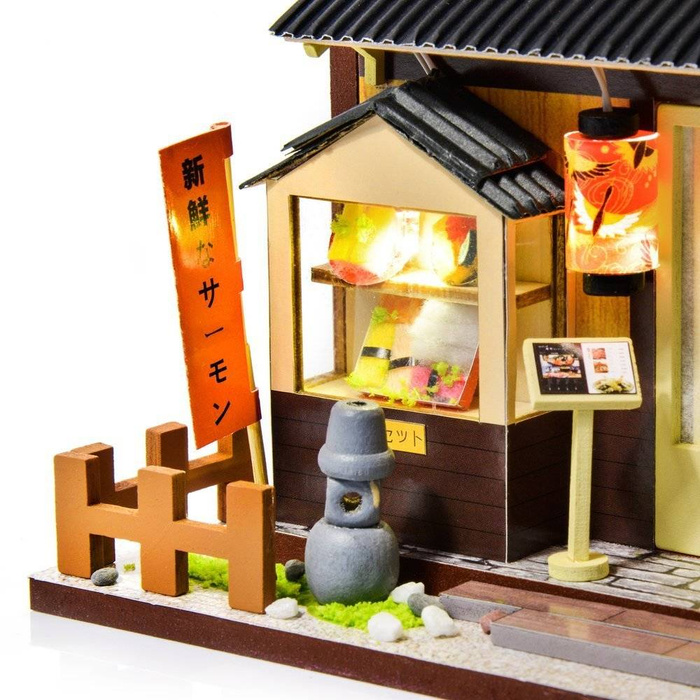 LITTLE STORY Składany Drewniany Model Puzzle 3D DIY Sushi House