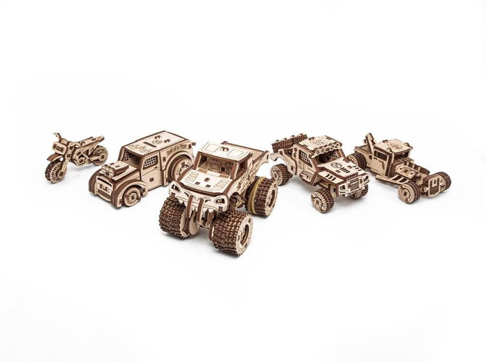 EWA Drewniane Puzzle 3D Zestaw 5 Pojazdów