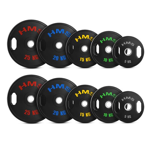 TOG ZESTAW TALERZY OLIMPIJSKICH OGUMOWANYCH 2 x 5 - 25 KG (150 KG) HMS