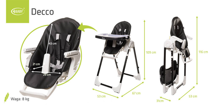 Krzesełko do karmienia 4Baby DECCO XXIII black