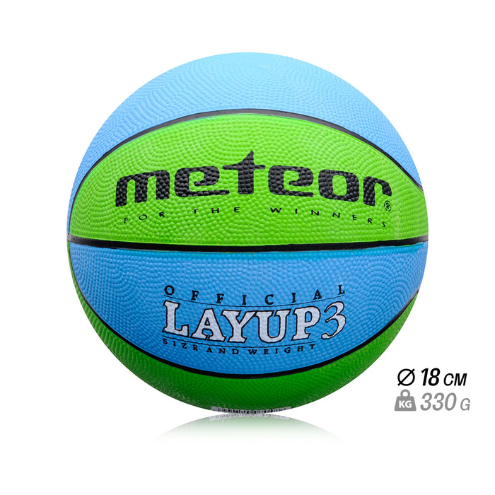 PIŁKA KOSZOWA METEOR LAYUP #3 niebiesko-zielona