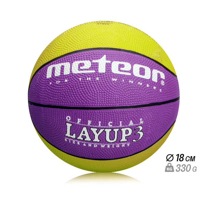 PIŁKA KOSZOWA METEOR LAYUP #3 zielono-fioletowa