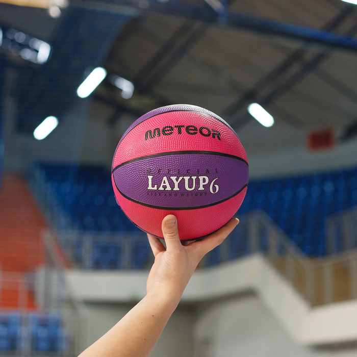 PIŁKA KOSZOWA METEOR LAYUP #6 różowa/fioletowa