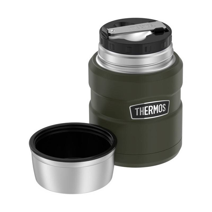 Termos na jedzenie z składaną łyżką i kubkiem THERMOS – zieleń wojskowa