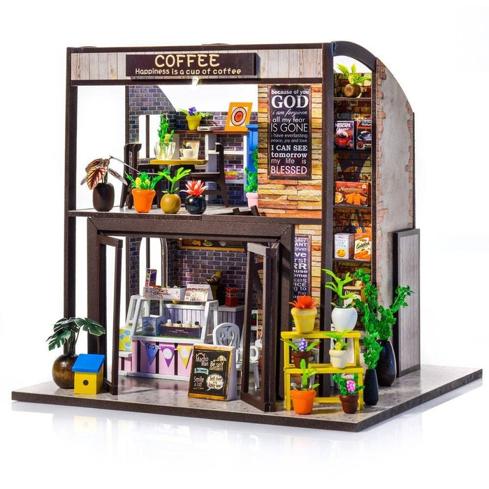 LITTLE STORY Składany Drewniany Domek Model Puzzle 3D Corner Coffe House