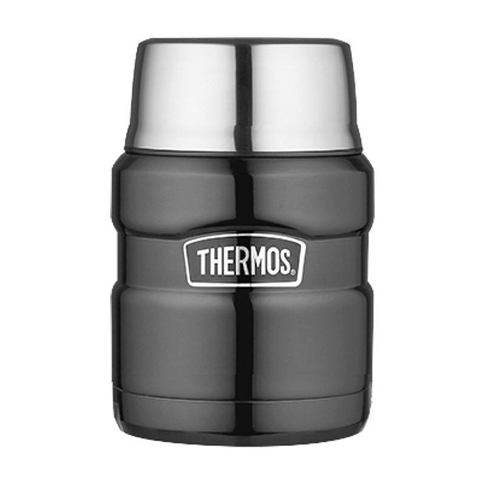Termos na jedzenie z składaną łyżką i kubkiem THERMOS – metaliczny szary