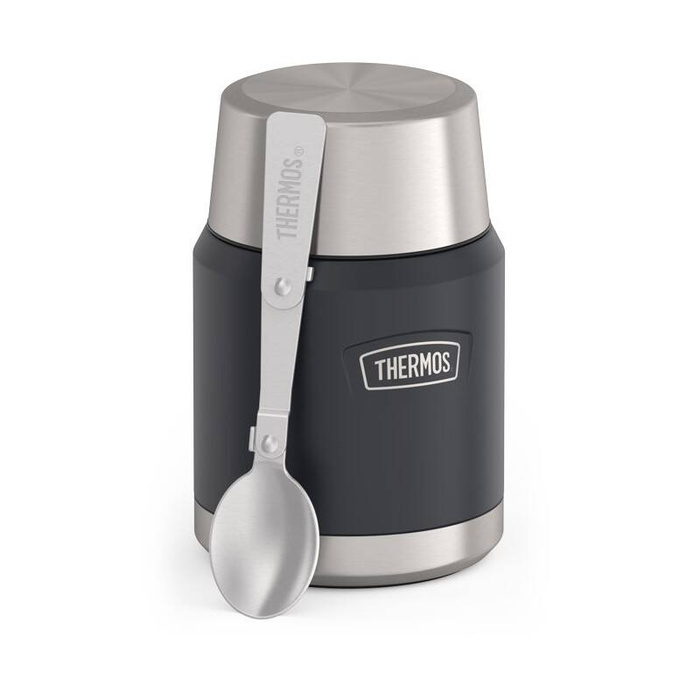 Termos na jedzenie z składaną łyżką i kubkiem Thermos Icon 470 ml - granit