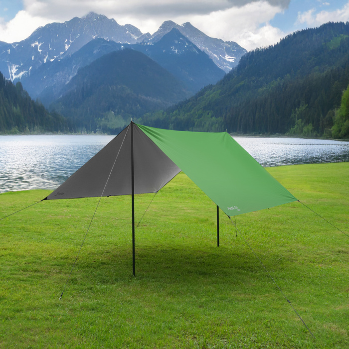 NC17107 TARP PŁACHTA BIWAKOWA KEMPINGOWA 300X300 CM ZIELONA NILS CAMP