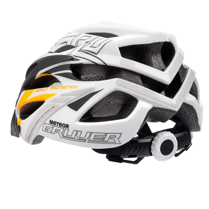 Kask rowerowy Meteor Gruver S 52-56 cm czarny/biały/pomarańczowy