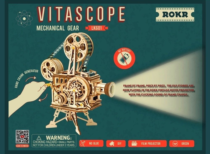 ROBOTIME Drewniany Model Puzzle 3D Projektor + Film