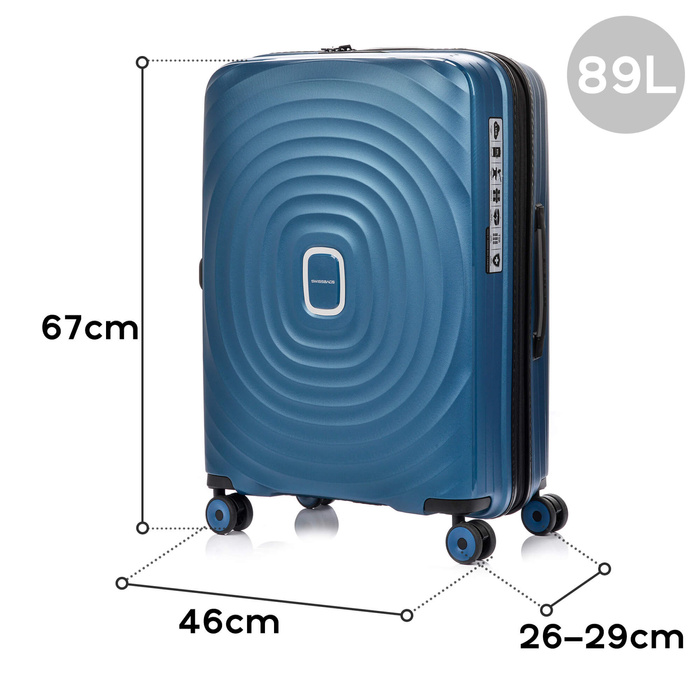 Średnia Walizka SwissBags Echo 67cm Niebieska