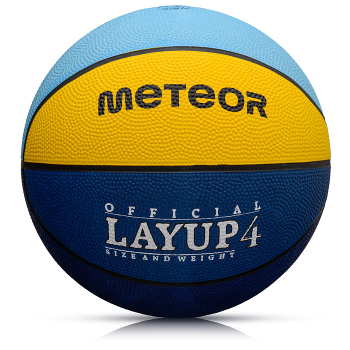PIŁKA KOSZOWA METEOR LAYUP #4 niebieska/żółta/zielona