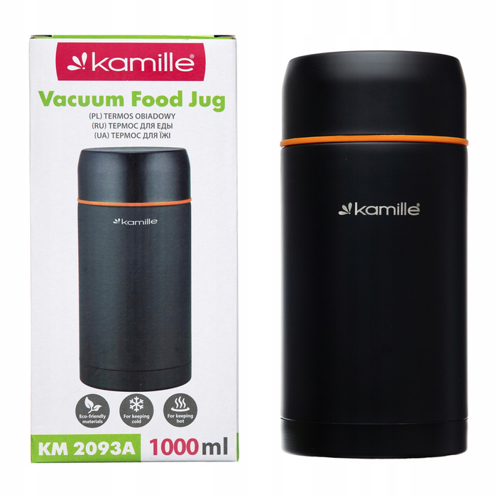 Termos obiadowy 1000 ml ze stali nierdzewnej Kamille czarny/pomarańczowy
