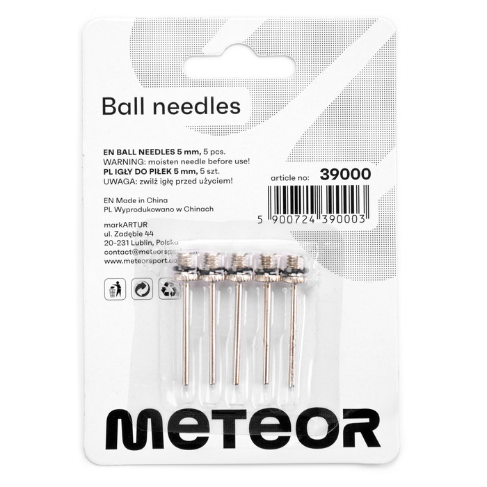 Igły do piłek w blistrze 5 mm Meteor