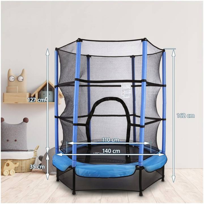 TRAMPOLINA DOMOWA 140 CM Z SIATKĄ DLA DZIECI 3-6L