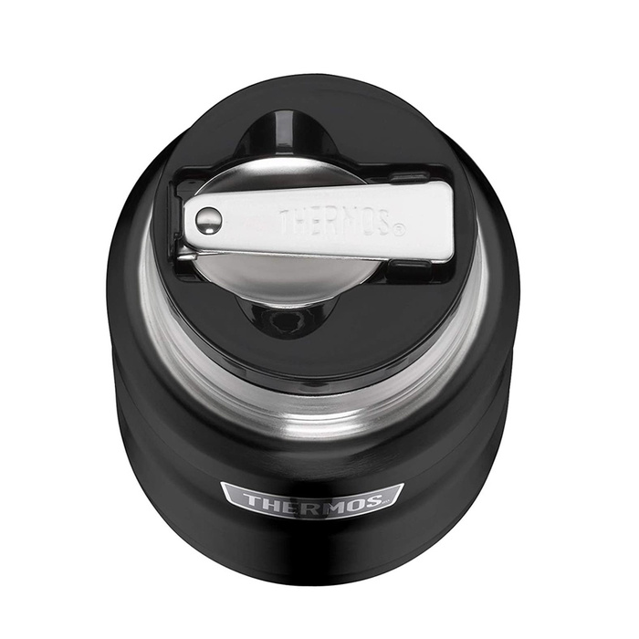 Termos na jedzenie z składaną łyżką i kubkiem THERMOS – czarny mat