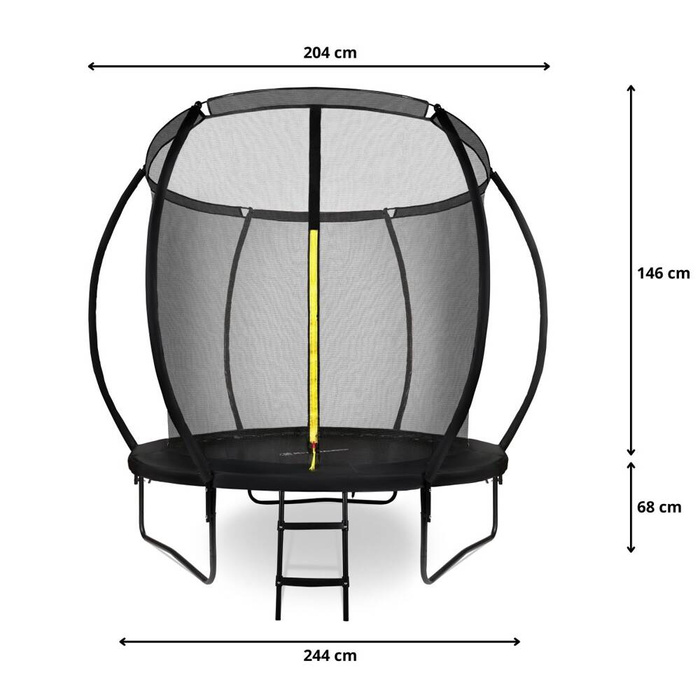 Trampolina ogrodowa dla dzieci HyperMotion - 244 cm 8FT - z drabinką i siatką wewnętrzną - do domu i ogrodu