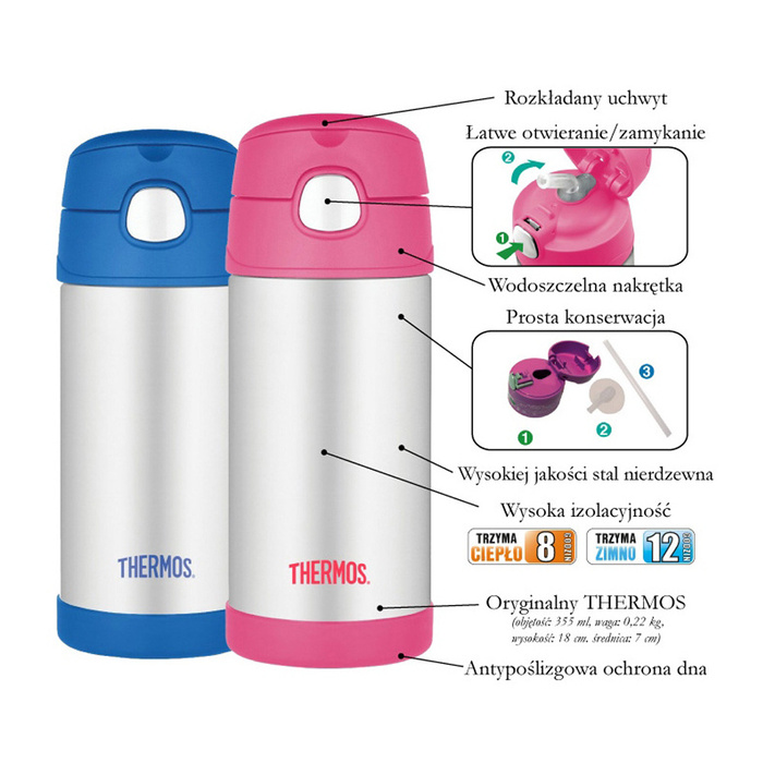 Termos dziecięcy ze słomką 355 ml THERMOS - limonkowy