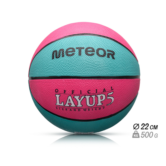 PIŁKA KOSZOWA METEOR LAYUP #5 różowa/niebieska