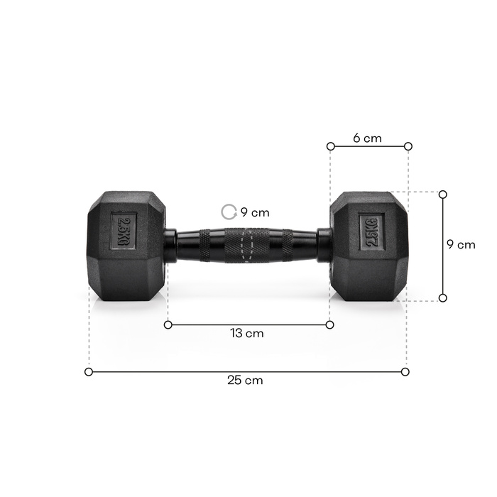 Hantel heksagonalny gumowany Meteor 2.5 kg