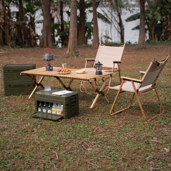 NCB4003 SKŁADANA SKRZYNIA KEMPINGOWA Z POKRYWĄ ZIELONA NILS CAMP