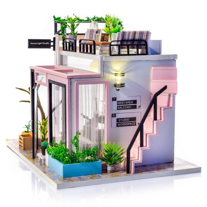 LITTLE STORY Składany Drewniany Model Puzzle 3D DIY Music Shop