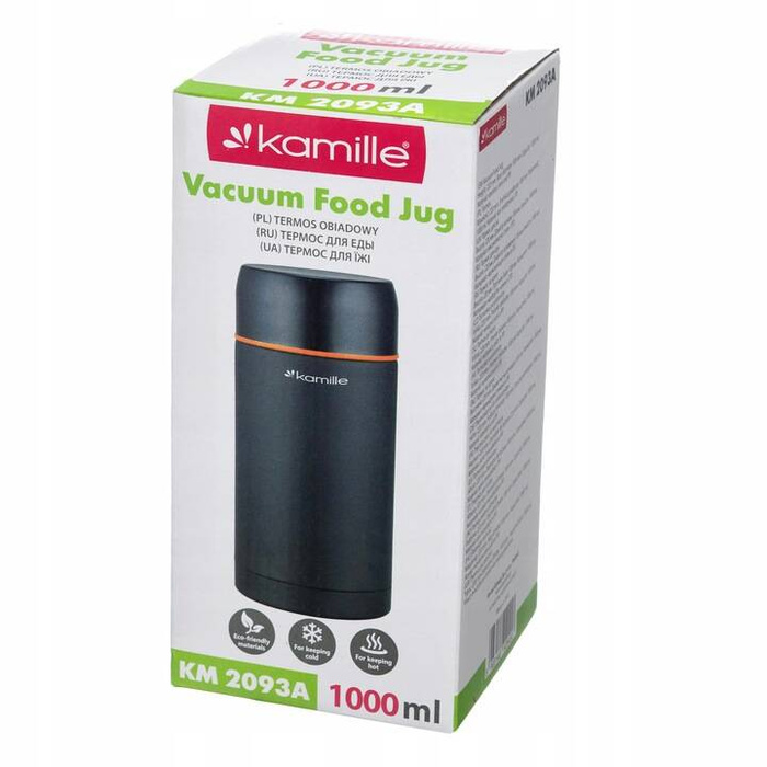 Termos obiadowy 1000 ml ze stali nierdzewnej Kamille czarny/pomarańczowy