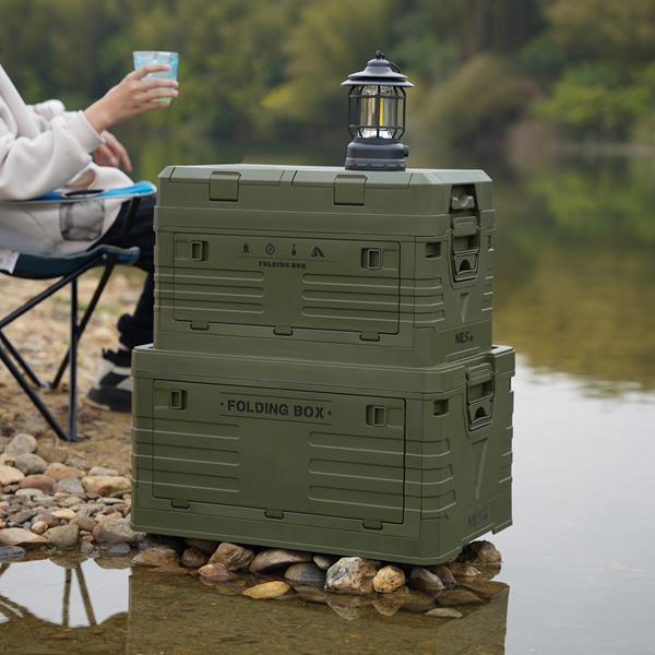 NCB4003 SKŁADANA SKRZYNIA KEMPINGOWA Z POKRYWĄ ZIELONA NILS CAMP