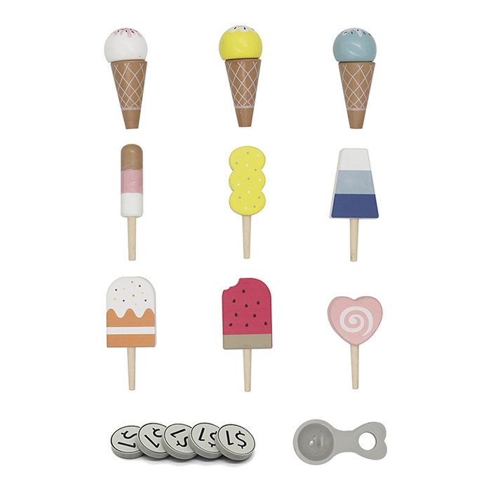 Drewniana lodziarnia na kółkach biały