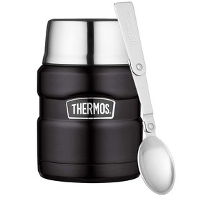 Termos na jedzenie z składaną łyżką i kubkiem THERMOS – czarny mat