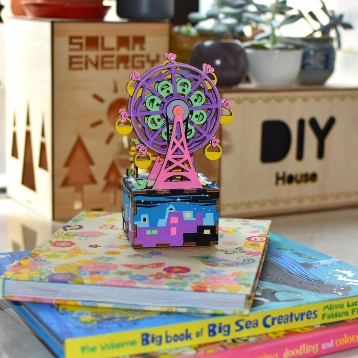 ROBOTIME Drewniany Model Puzzle 3D Pozytywka Diabelski Młyn