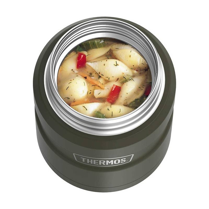Termos na jedzenie z składaną łyżką i kubkiem THERMOS – zieleń wojskowa