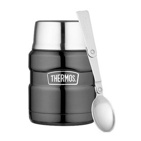 Termos na jedzenie z składaną łyżką i kubkiem THERMOS – metaliczny szary