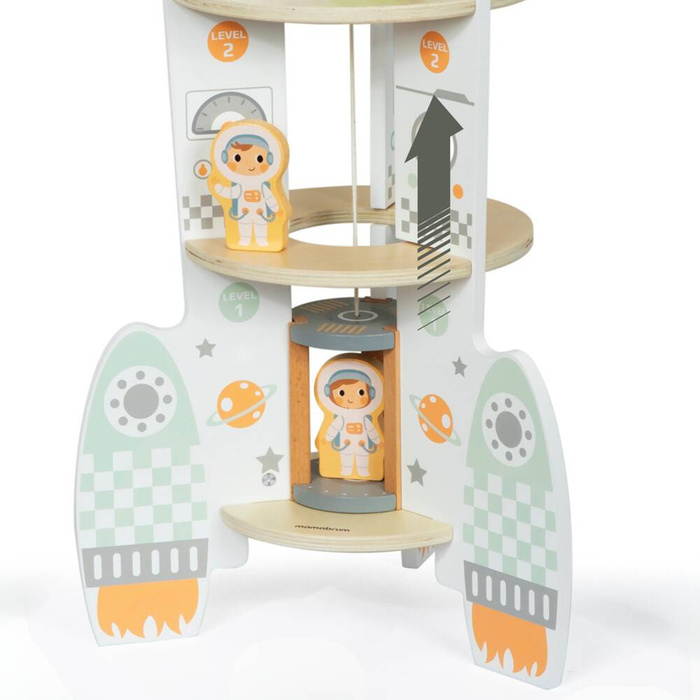 Duża drewniana rakieta kosmiczna z windą i akcesoriami - XXL