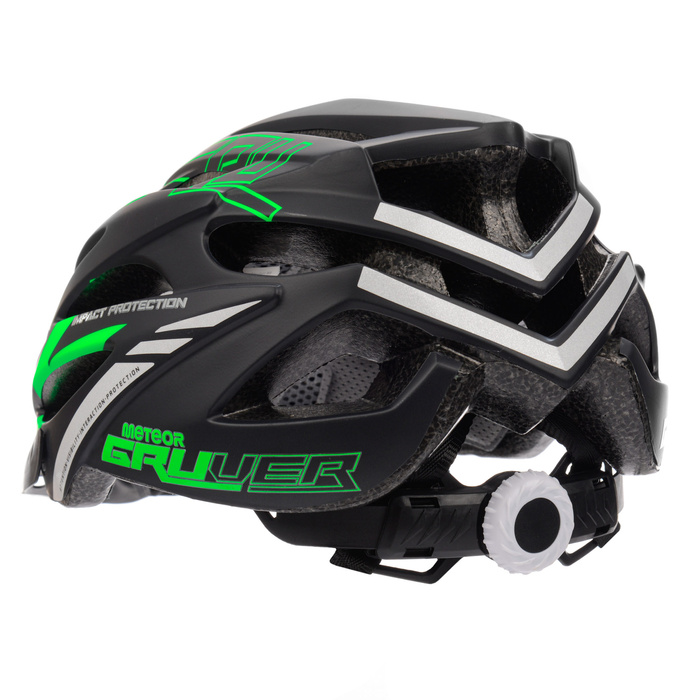 Kask rowerowy Meteor Gruver S 52-56 cm czarny/zielony